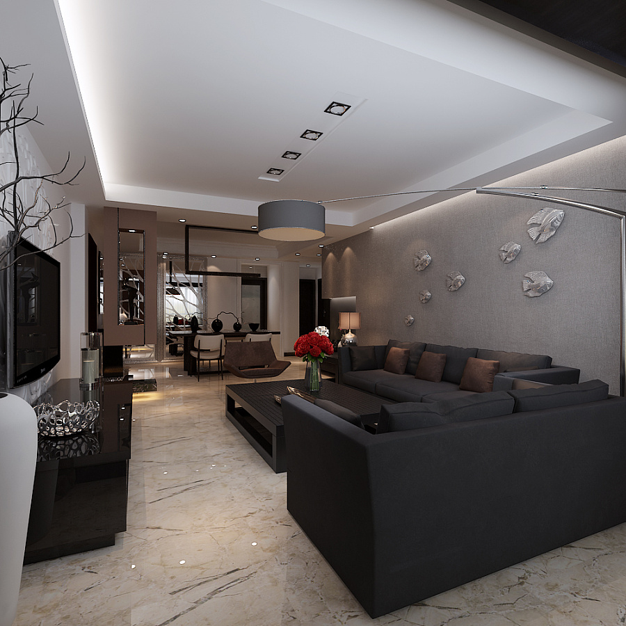 中山華府147㎡三室兩廳極簡主義風格裝修效果圖-金舍裝飾|室內設計|空間/建筑|金舍飯飯 - 原創(chuàng)設計作品 