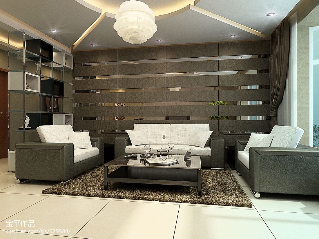 辛集九方麗都現(xiàn)代客廳電視墻隔斷裝修效果圖 &ndash; 設(shè)計(jì)本裝修效果圖